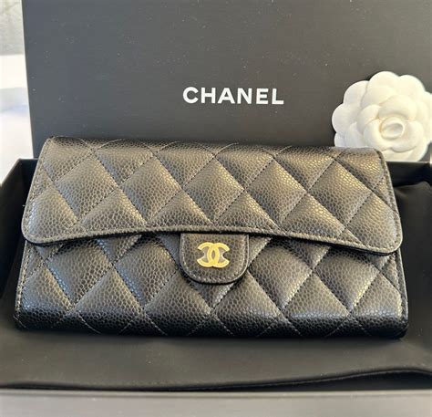 chanel long black &|genuine Chanel wallet.